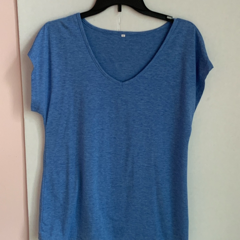 Casual Blue V-Neck Women's Tee